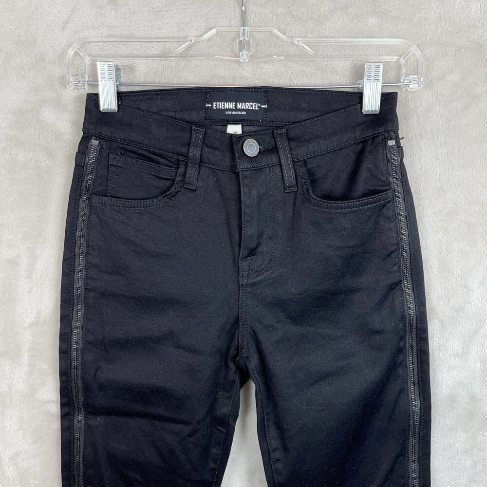 Etienne Marcel EM 1080 Side Zip Moto Skinny Black Jeans Size 25 Indie Sleaze